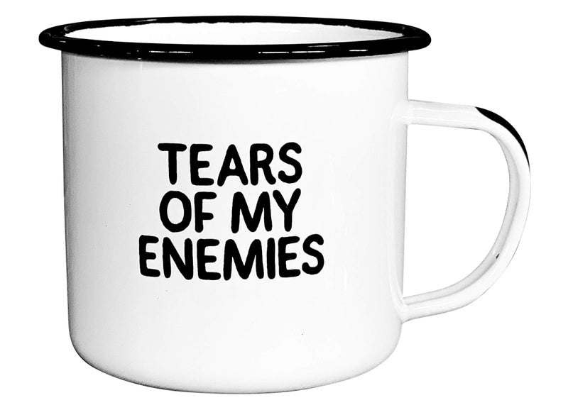 swag brewery TEARS OF MY ENEMIES | Enamel Coffee Mug | Perfect for Sarcastic Men, Women, Fathers, Boyfriends, Sons, Military, and Coworkers | Cool Birthday, Valentines, Christmas, and Fathers Day Gift - Image 1